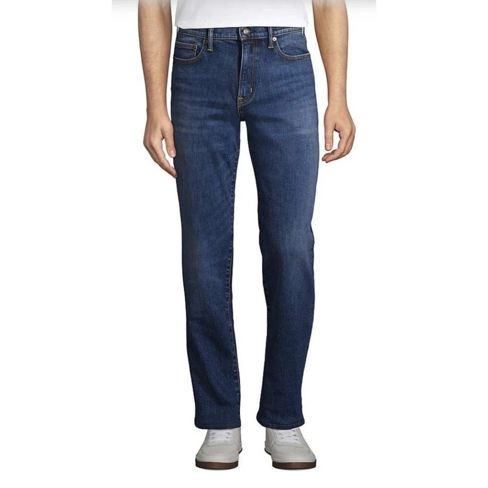 NEW Lands' End Men's Size 40X36 Traditional Fit Blue Denim Jeans Flex Waist